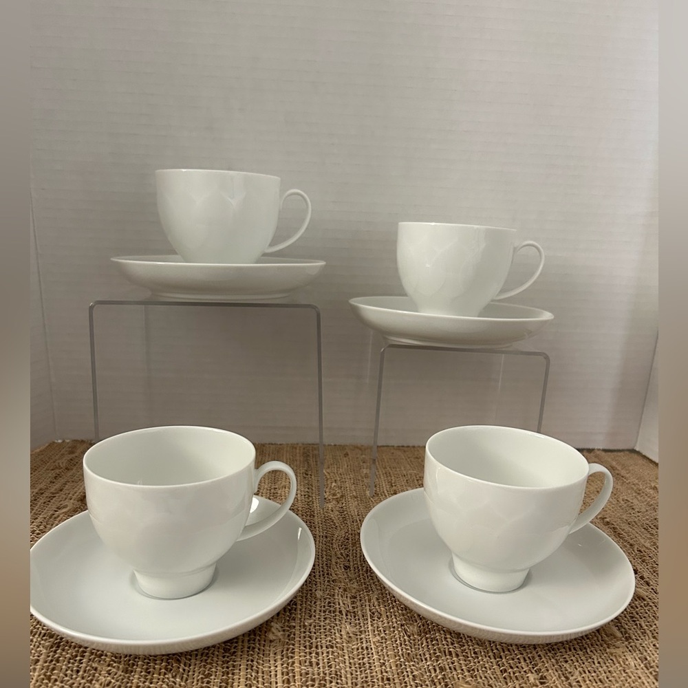 Vintage Rosenthal Studio Line White Lotus Set of 4 Cups and Saucers.  EUC!